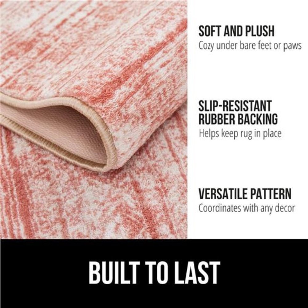 Abstract Area Rug, Slip-Resistant, Durable Rubber Backing, Soft Accent Rugs - Picture 4 of 6